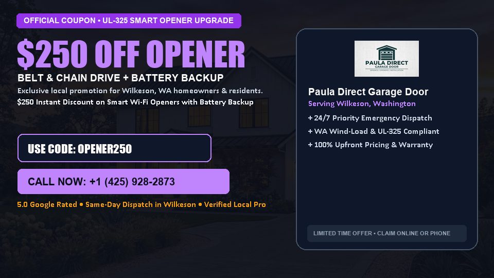Paula Direct Garage Door $250 OFF Premium LiftMaster Opener Installation in Wilkeson, WA